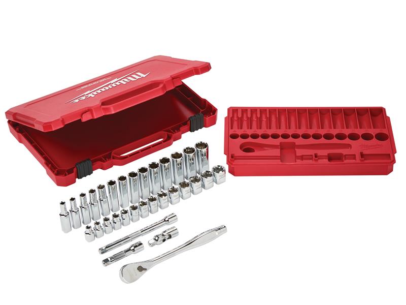 Milwaukee 4932464945 3/8in Drive Ratcheting Socket Set Metric, 32 Piece