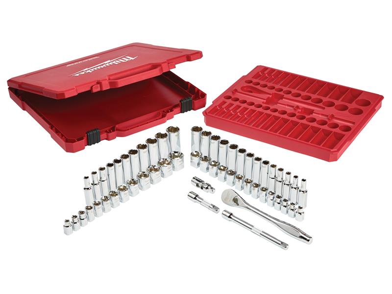 Milwaukee 4932464946 3/8in Drive Ratcheting Socket Set Metric & Imperial, 56 Piece