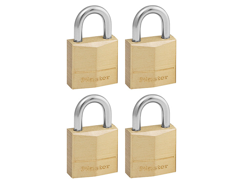 MasterLock 120EURQNOP Solid Brass 20mm Padlock 3-Pin - Keyed Alike x 4