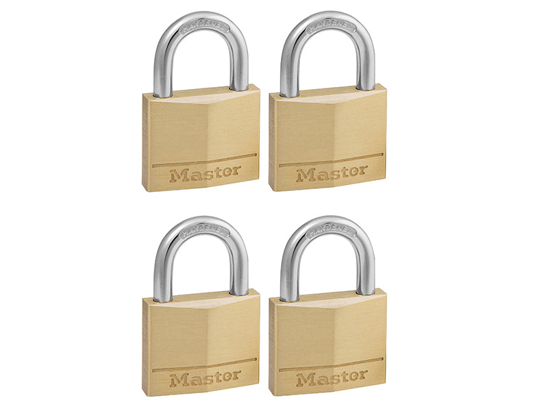 MasterLock 140EURQNOP Solid Brass 40mm Padlock 4-Pin - Keyed Alike x 4