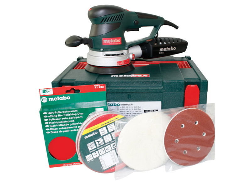 Metabo UK600129383 SXE-450 Variable Speed Dual Orbital Sander Pro Pack 150mm 350W 240V