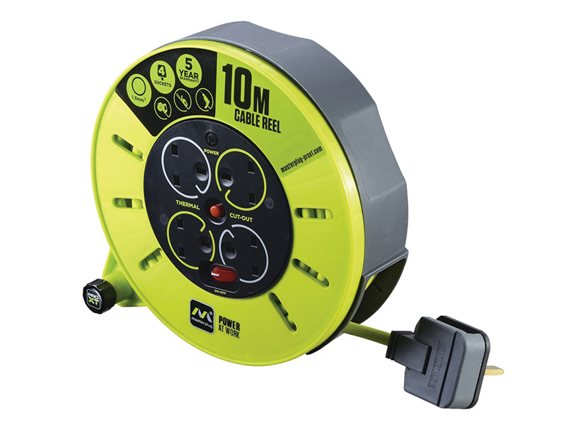 Masterplug CMU10134SL-PX PRO-XT Cassette Cable Reel 240V 13A 4-Socket 10m