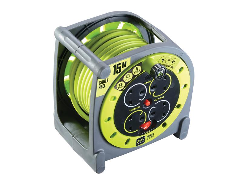 Masterplug HMU15134SL-PX PRO-XT Case Cable Reel 240V 13A 4-Socket 15m