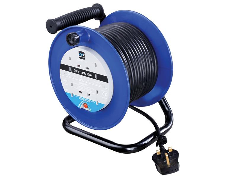 Masterplug LDCC3013/4BL-MP Heavy-Duty Cable Reel 240V 13A 4-Socket Thermal Cut-Out 30m