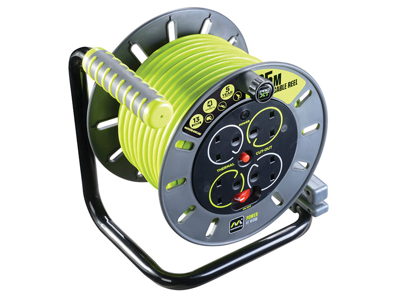 Masterplug OMU25134SL-PX PRO-XT Open Cable Reel 240V 13A 4-Socket 25m
