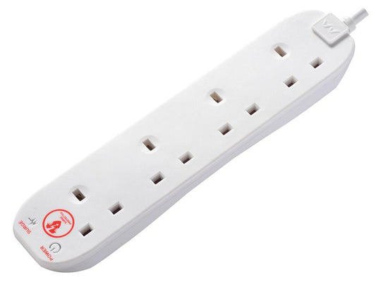 Masterplug SRG4210N-MP Extension Lead 240V 4-Gang 13A White Surge Protected 2m