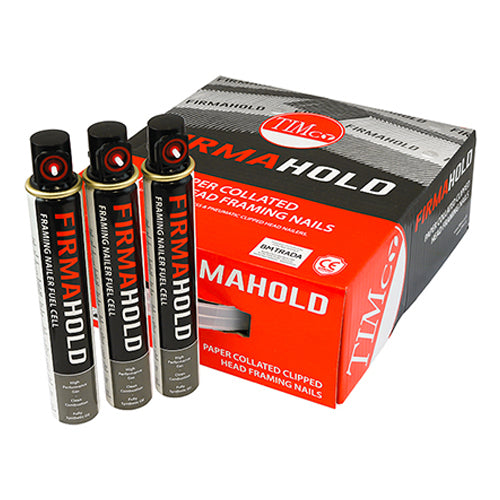 TIMCO FirmaHold Collated Clipped Head Ring Shank Bright Nails & Fuel Cells - 2.8 x 50/3CFC Box OF 3300 Pieces