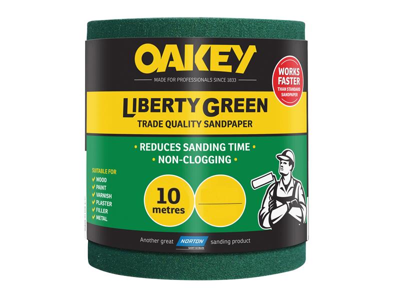 Oakey 66261116753 Liberty Green Sanding Roll 115mm x 10m Extra Coarse 40G