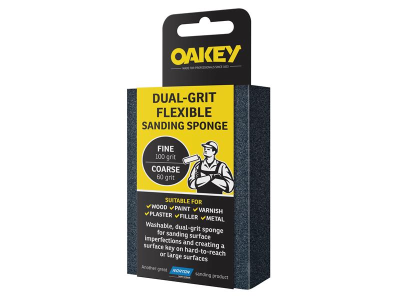 Oakey 63642558593 Dual-Grit Flexible Sanding Sponge Fine/Coarse