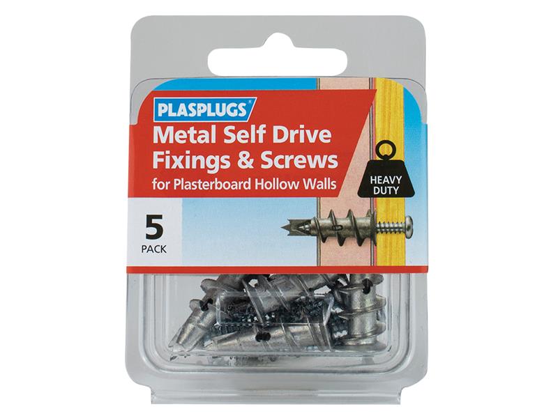 Plasplugs HMSS005 Metal Self Drive Fixings & Screws Pack of 5