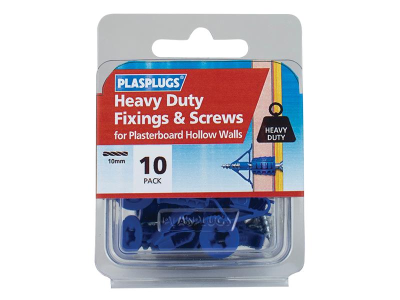 Plasplugs HWHS010 HWHS010 Heavy-Duty Plasterboard Fixings & Screws Pack of 10