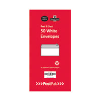 DL P/Seal Wht 80gsm Env Pack 10 x50