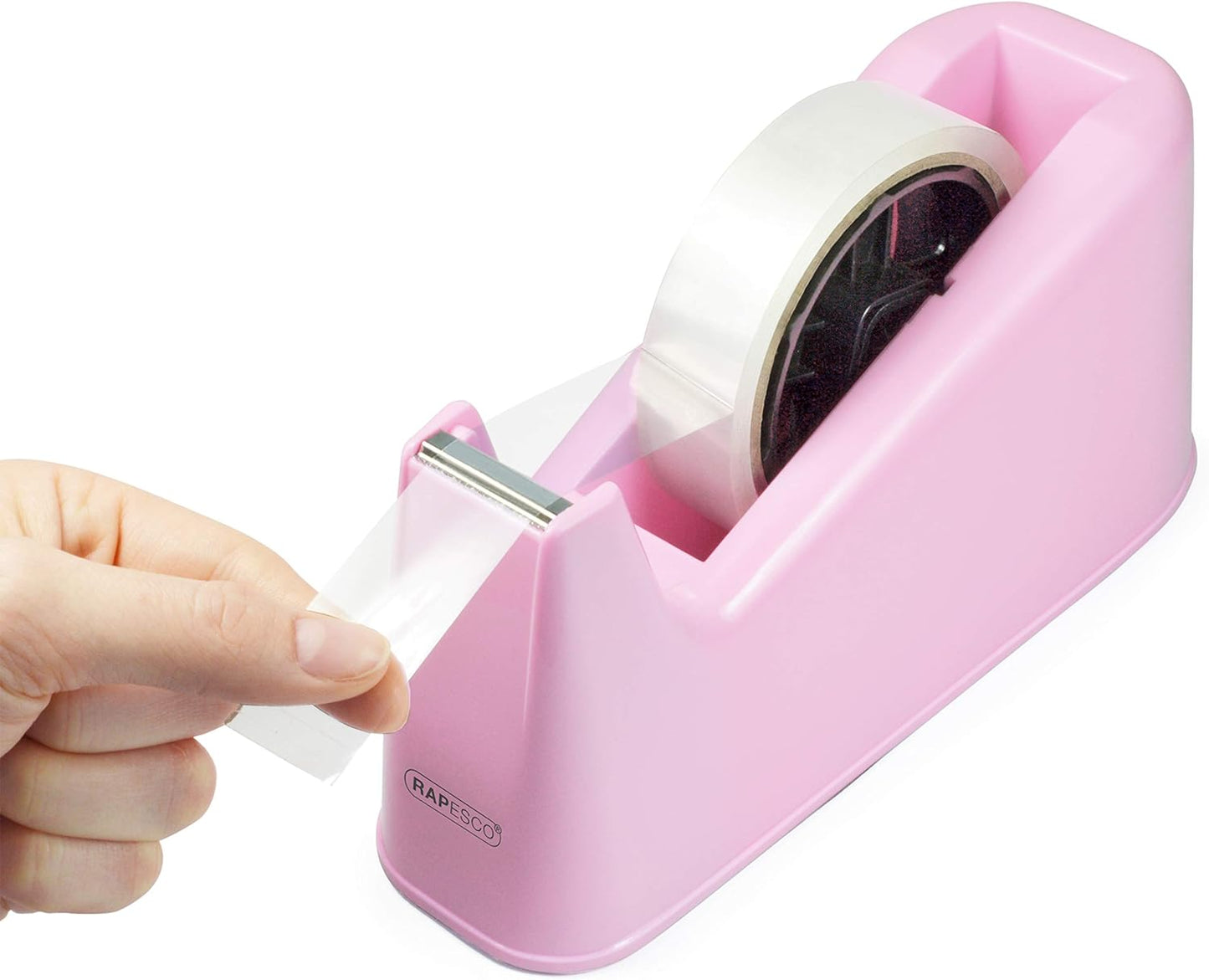 Rapesco 1487 500 Heavy Duty Tape Dispenser with 2 Tape Rolls, Candy Pink