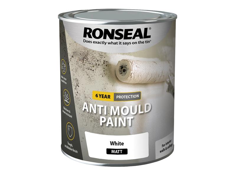 Ronseal 36623 6 Year Anti Mould Paint White Matt 750ml