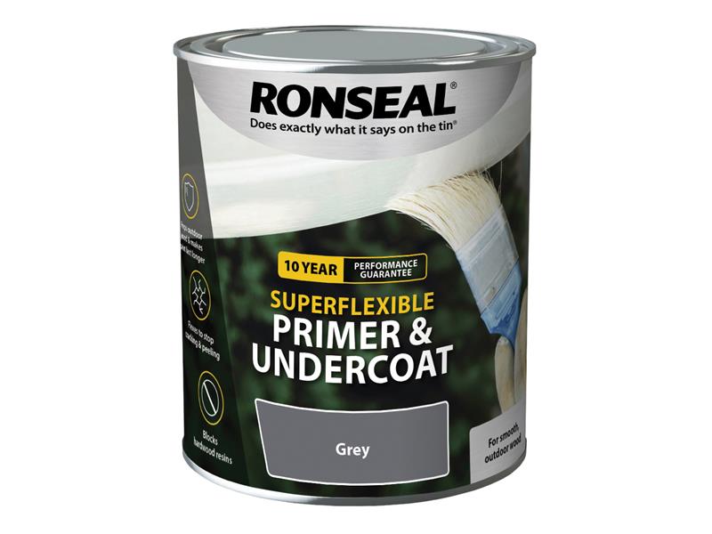 Ronseal 36467 Super Flexible Wood Primer & Undercoat Grey 750ml