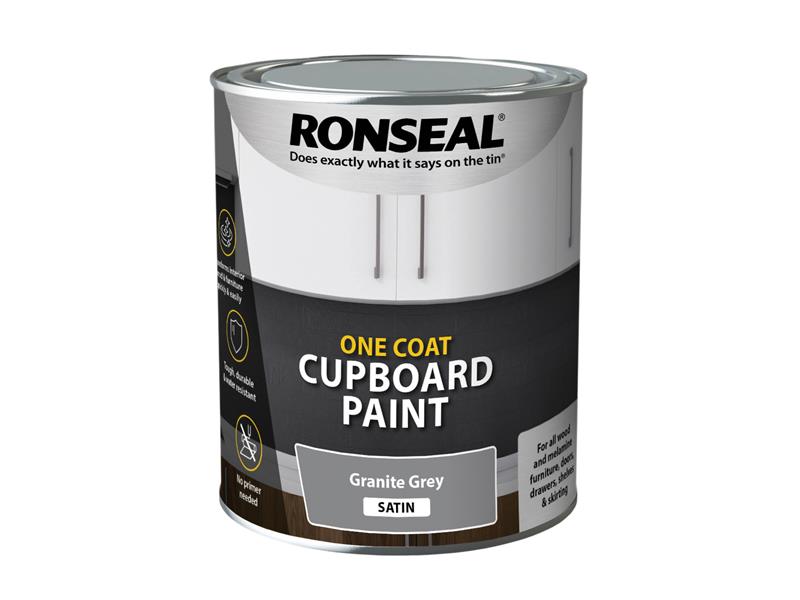 Ronseal 39371 One Coat Cupboard Paint Granite Grey Satin 750ml