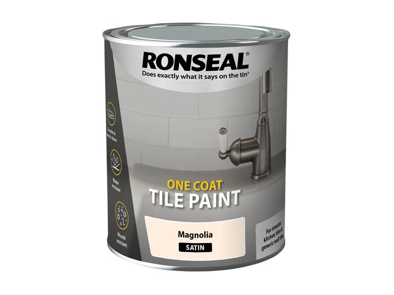 Ronseal 39378 One Coat Tile Paint Magnolia Satin 750ml
