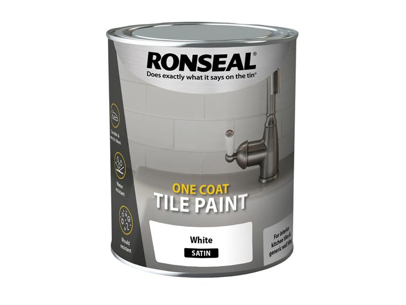 Ronseal 37683 One Coat Tile Paint White Satin 750ml