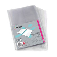 Rexel Nyrex Twin Wallet A4 Clr Pk25