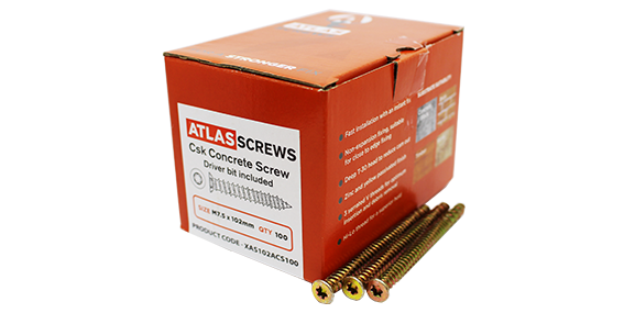 Samac Concrete Atlas Screws 7.5 x 152mm Zinc & Yellow Passivated Deep T-30 Head