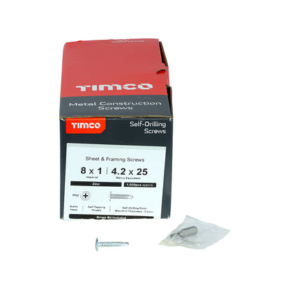 TIMCO Self-Drilling Wafer Head Silver Screws - All Sizes,1000pcs