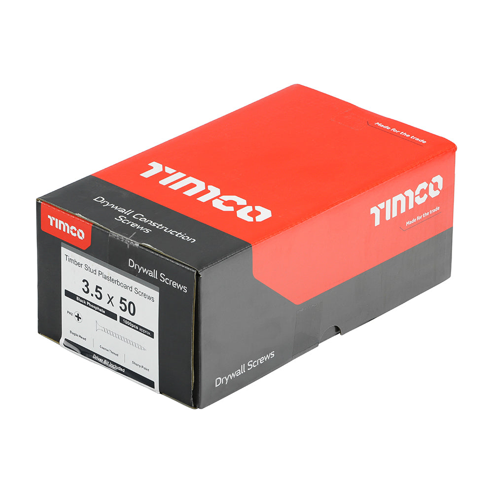 TIMCO Drywall Coarse Thread Bugle Head Black Screws - 3.5 x 25 Box OF 1000 - 00025DRYC