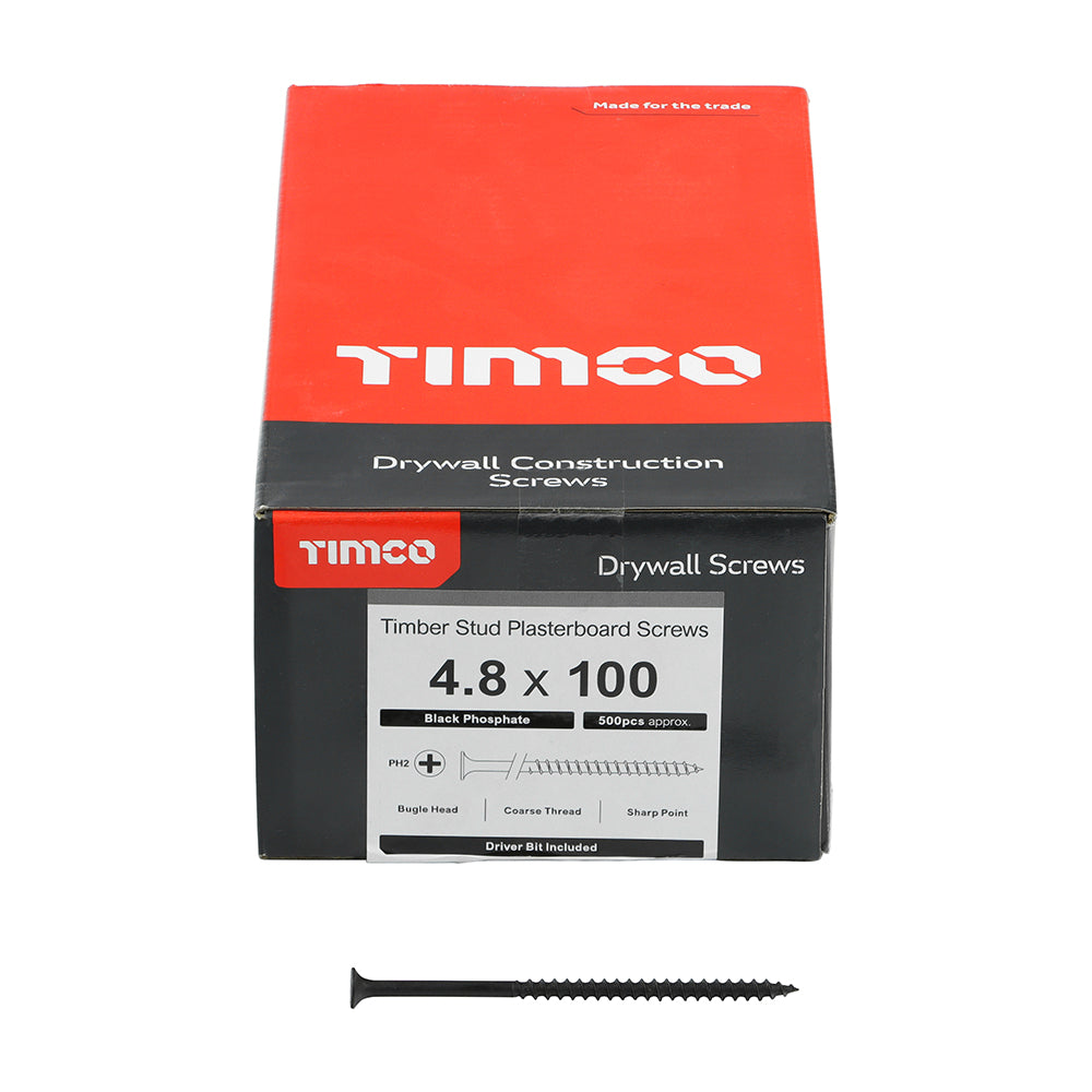 TIMCO Drywall Coarse Thread Bugle Head Black Screws - 3.5 x 25 Box OF 1000 - 00025DRYC