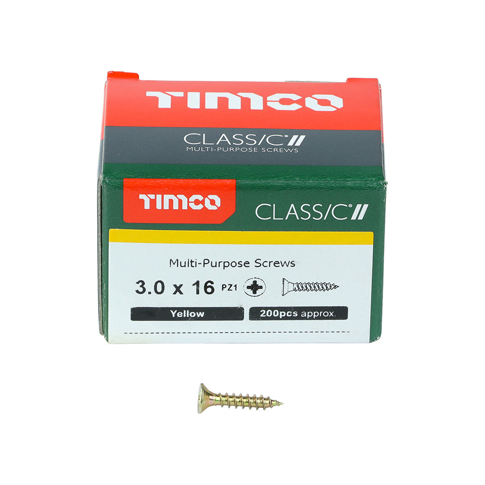 TIMCO Classic Multi-Purpose Countersunk Gold Woodscrews - 3.0 x 16 Box OF 200 - 30016CLAF