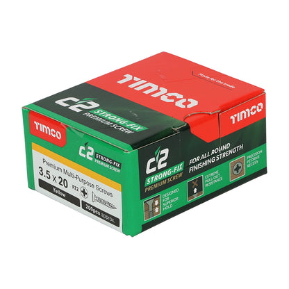 TIMCO C2 Strong-Fix Multi-Purpose Premium Countersunk Gold Woodscrews - 3.5 x 20 Box OF 200 - 35020C2