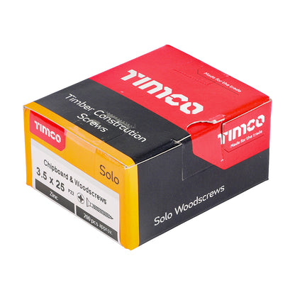 TIMCO Solo Countersunk Silver Woodscrews - 3.5 x 25 Box OF 200 - 35025SOLOZ