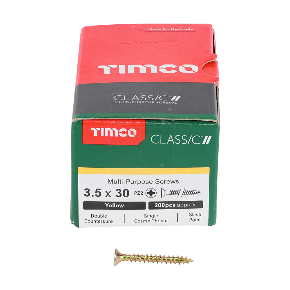 TIMCO Classic Multi-Purpose Countersunk Gold Woodscrews - 3.5 x 30 Box OF 200 - 35030CLAF