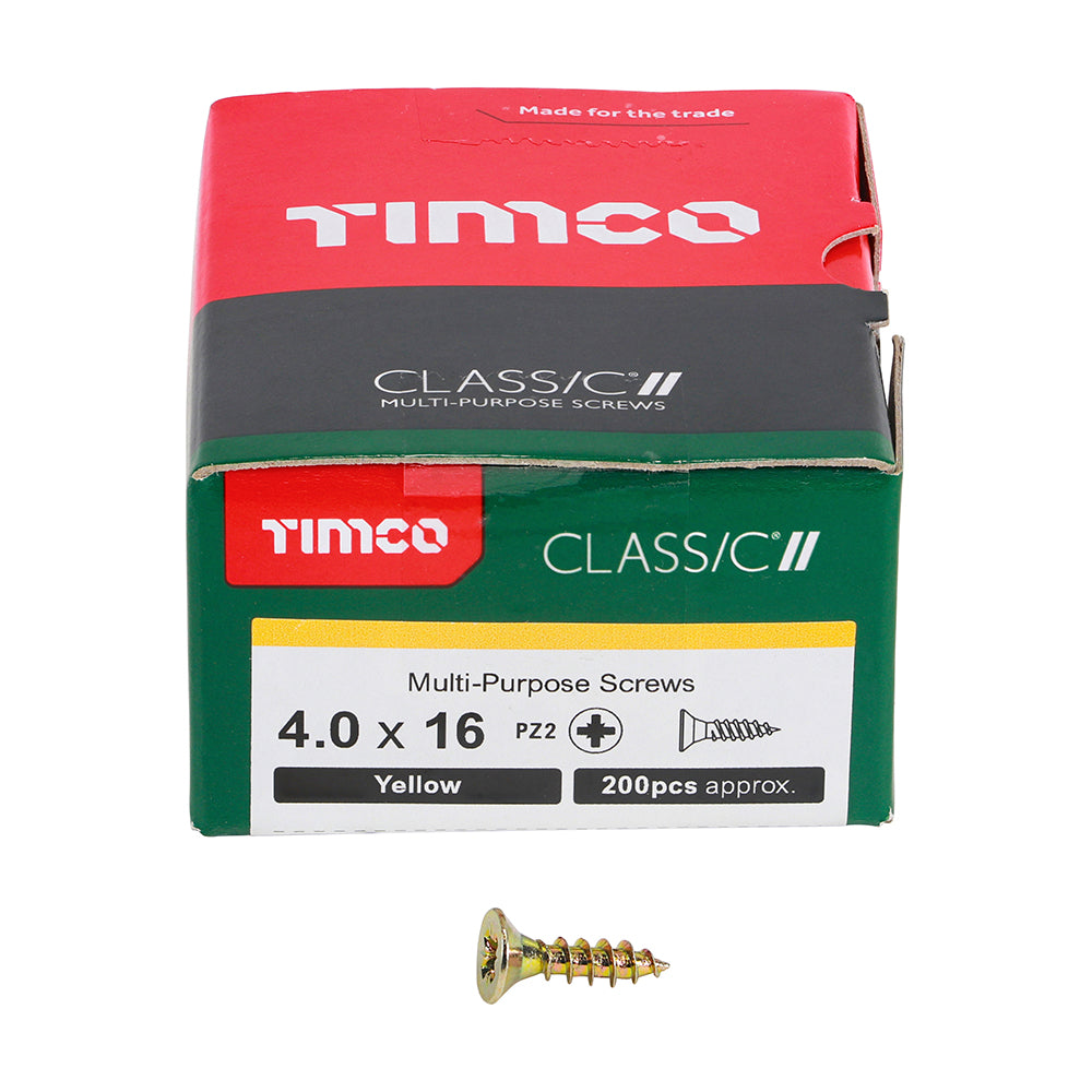 TIMCO Classic Multi-Purpose Countersunk Gold Woodscrews - 4.0 x 16 Box OF 200 - 40016CLAF