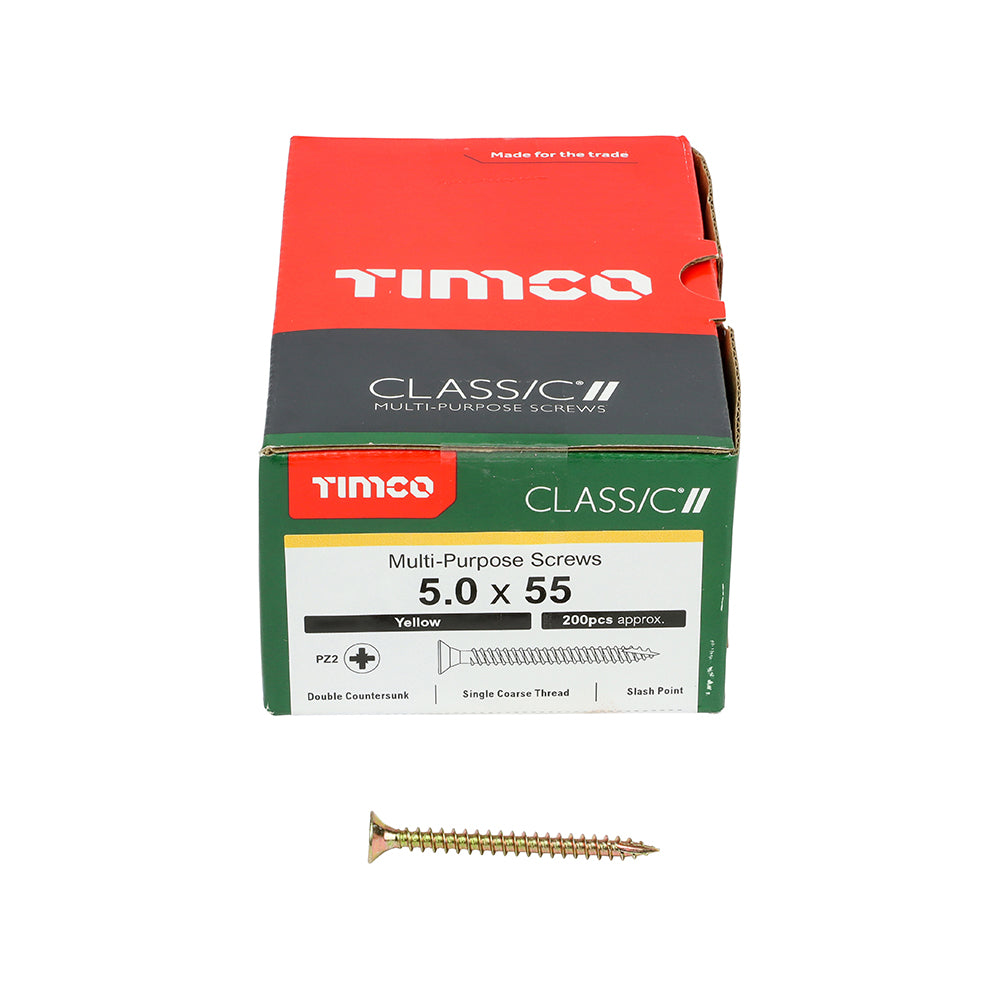 TIMCO Classic Multi-Purpose Countersunk Gold Woodscrews - 5.0 x 55 Box OF 200 - 50055CLAF