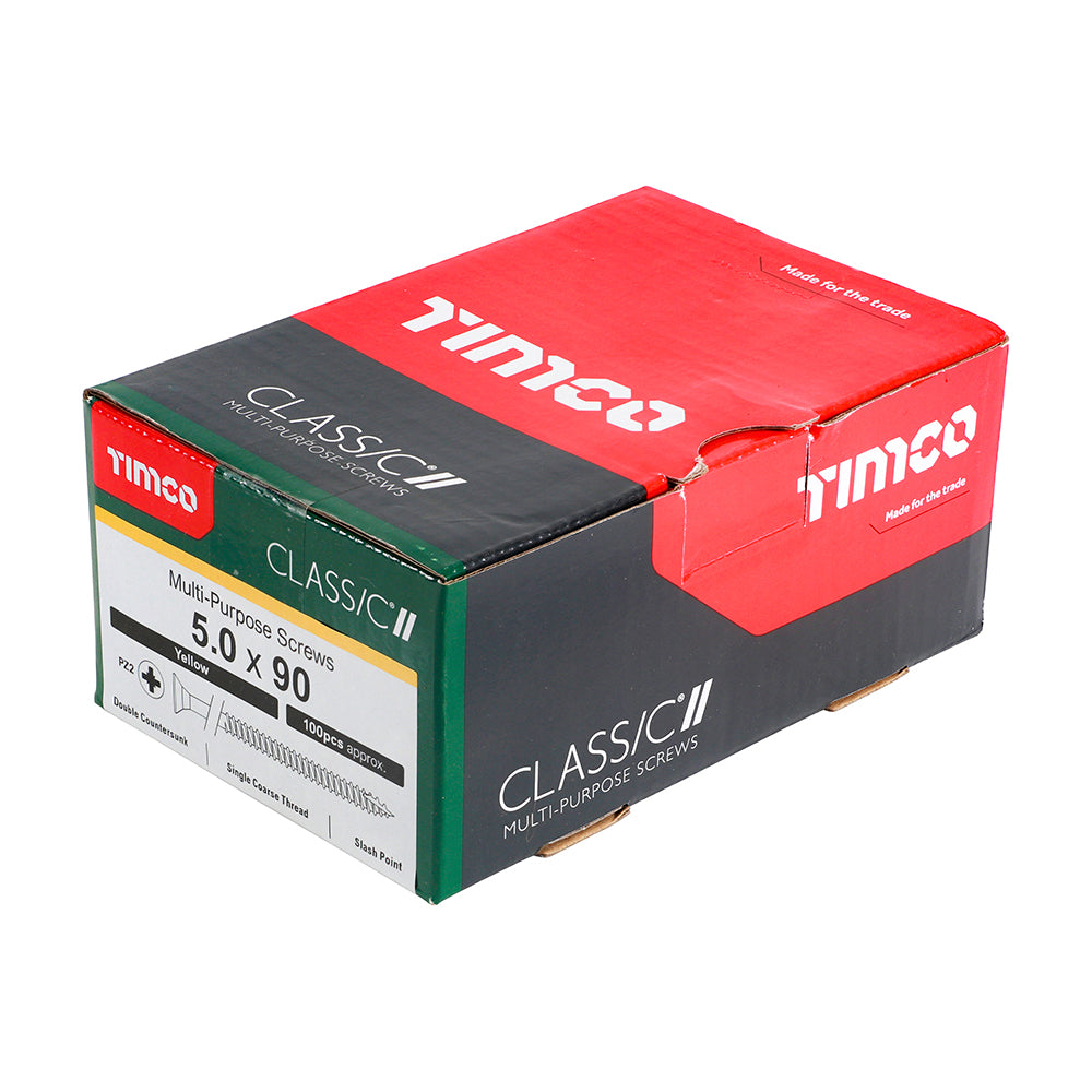 TIMCO Classic Multi-Purpose Countersunk Gold Woodscrews - 5.0 x 90 Box OF 100 - 50090CLAF