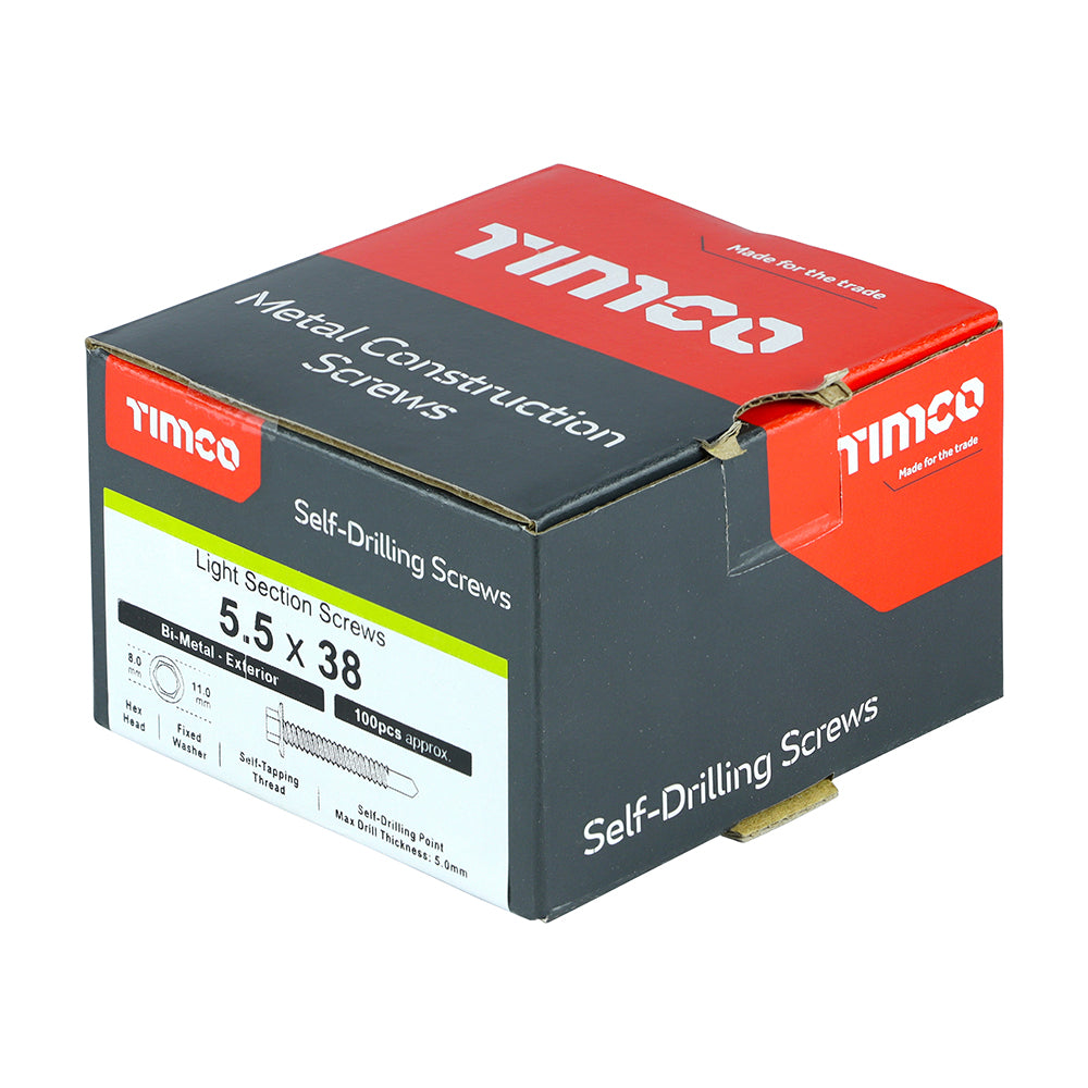 TIMCO Self-Drilling Light Section A2 Stainless Steel Bi-Metal Screws - 5.5 x 25 Box OF 100 - BML25