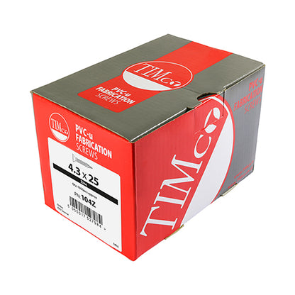 TIMCO Window Fabrication Screws Countersunk PH High-Low Thread Slash Point Zinc - 4.3 x 25 Box OF 1000 - 104Z