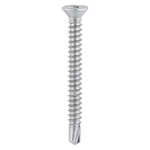 TIMCO Window Fabrication Screws Countersunk PH Self-Tapping Thread Self-Drilling Point Martensitic Stainless Steel & Silver Organic