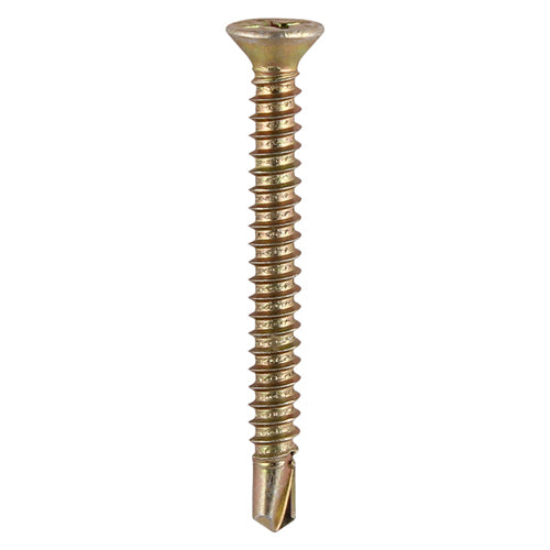 TIMCO Window Fabrication Screws Countersunk PH Self-Tapping Self-Drilling Point Yellow - 3.9 x 38 Box OF 1000 - 125Y