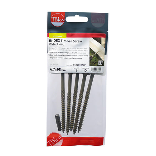TIMCO Wafer Head Exterior Green Timber Screws  - 6.7 x 95 TIMpac OF 6 - 95INDEXWP