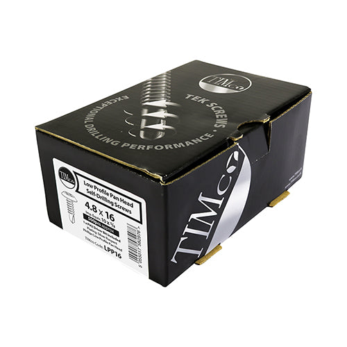 TIMCO Self-Drilling Metal Framing Low Profile Pan Head Exterior Silver Screws - 4.8 x 16 Box OF 500 - LPP16