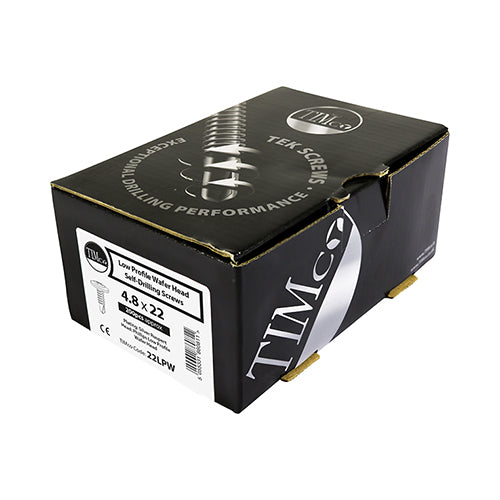 TIMCO Self-Drilling Metal Framing Low Profile Wafer Head Exterior Silver Screws - 4.8 x 22 Box OF 200 - 22LPW