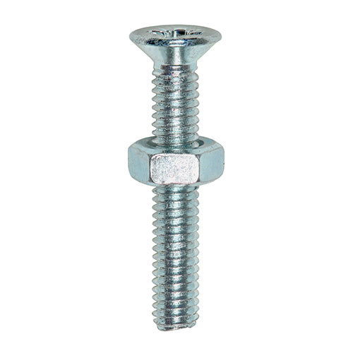 TIMCO Machine Countersunk Screws & Hex Nut Silver - M5 x 10 TIMpac OF 40 - 5010CPMHNP