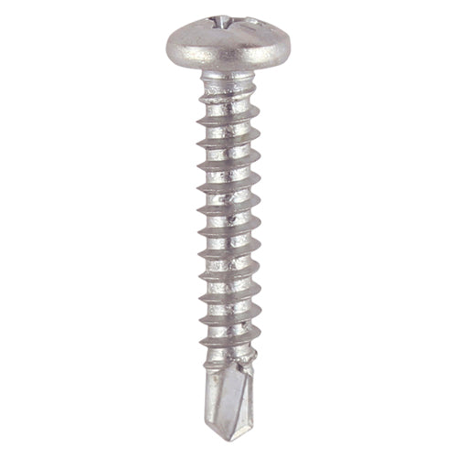 TIMCO Window Fabrication Screws Pan PH Self-Tapping Self-Drilling Point Martensitic Stainless Steel & Silver Organic - 4.2 x 19 Box OF 1000 - 132SS