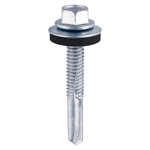 TIMCO Self-Drilling Heavy Section Silver Screws with EPDM Washer - 5.5 x 80 Bag OF 100 - ZH80W16