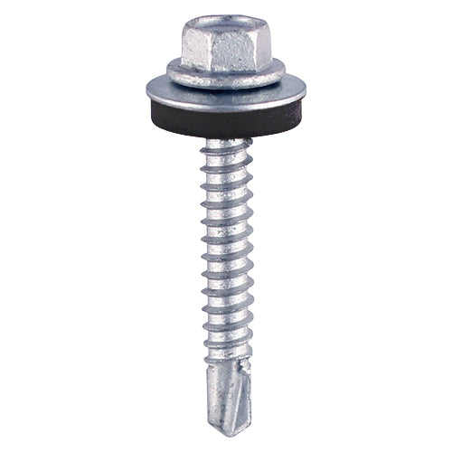 TIMCO Self-Drilling Light Section Silver Screws with EPDM Washer - 5.5 x 25 Bag OF 100 - ZL25W16