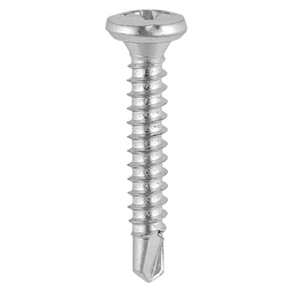 TIMCO Window Fabrication Screws Friction Stay Pan PH Self-Tapping Thread Self-Drilling Point Martensitic Stainless Steel & Silver Organic - 3.9 x 19 Box OF 1000 - 136SS