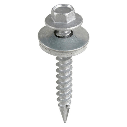 TIMCO Slash Point Sheet Metal to Timber Screws Exterior Silver with EPDM Washer - 6.3 x 25 Box OF 100 - DS25W16B