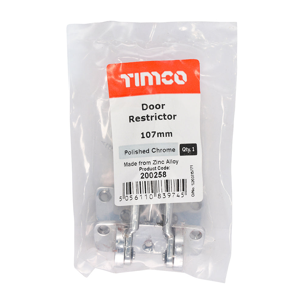 TIMCO Door Restrictor Polished Chrome - 107mm | Pack of 1