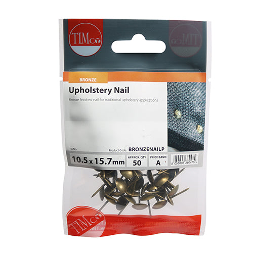 TIMCO Upholstery Nails Bronze - 10.5 x 15.7 | Pack of 50