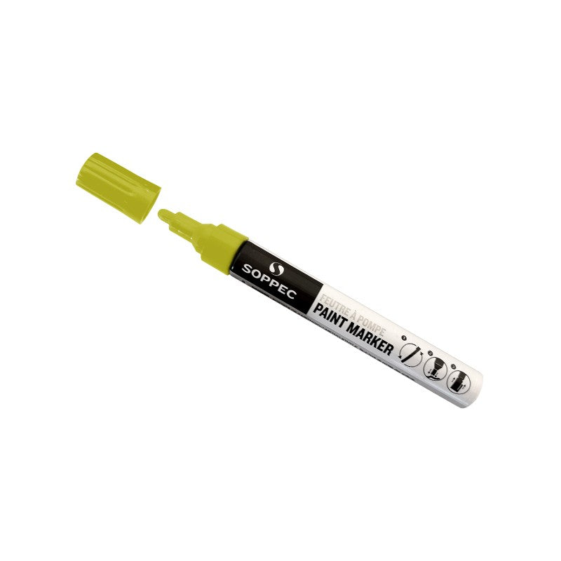 2x Soppec Yellow Permanent Acrylic Paint Marker Pens Wood Metal Plastic Iron Cardboard